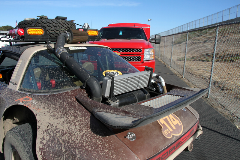 The current incarnation of Bacon’s 911 Targa engine has all kinds of coolers and filters sticking up to keep it running well despite the barrage of sand it gets off-road.